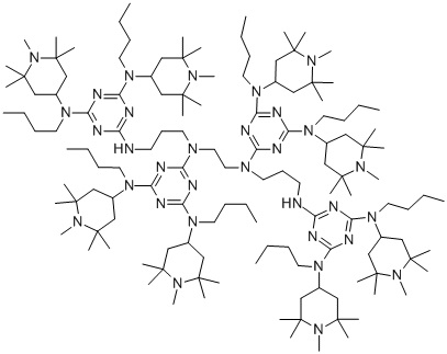 1,3,5-triazine-2,4,6-triamine,N,N’’’-[1,2-ethane-diyl-bis[[[4,6-bis[butyl(1,2,2,6,6-pentamethyl-4-piperidinyl)amino]-1,3,5-triazine-2-yl]  imino]-3,1-propanediyl]]-bis[N’,N’’-dibutyl-N’,N’’-bis(1,2,2,6,6- pentamethyl-4-piperidinyl)]